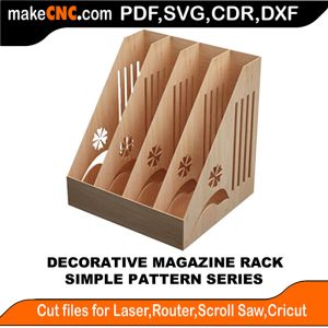 3D puzzle of a Decorative Magazine Rack, precision laser-cut CNC template