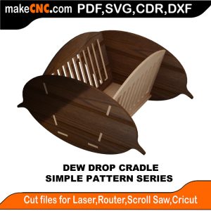 3D puzzle of Dew Drop Cradle, precision laser-cut CNC template