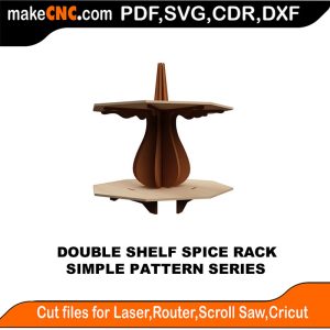 3D puzzle of Double Shelf Spice Rack, precision laser-cut CNC template
