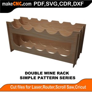 D puzzle of Double Wine Rack, precision laser-cut CNC template