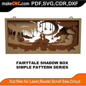 3D puzzle of Fairytale Love Shadow Box, precision laser-cut CNC template