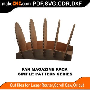 3D puzzle of Fan Magazine Rack, precision laser-cut CNC template