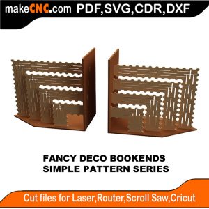 3D puzzle of Fancy Deco Bookends, precision laser-cut CNC template