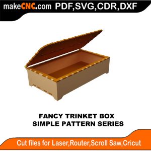 3D puzzle of The Fancy Trinket Box, precision laser-cut CNC template