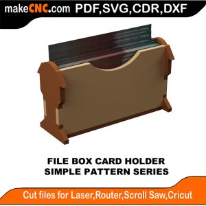 3D puzzle of File Box Card Holder, precision laser-cut CNC template
