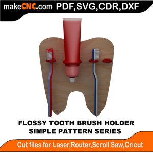 3D puzzle of Flossy Toothbrush Holder, precision laser-cut CNC template