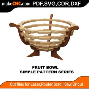 3D puzzle of a Fruit Bowl, precision laser-cut CNC template
