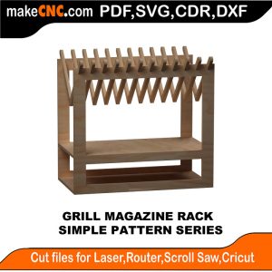 3D puzzle of Grill Magazine Rack, precision laser-cut CNC template