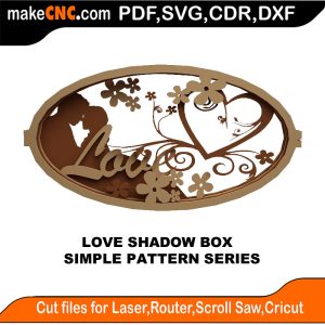 3D puzzle of Love Shadow Box, precision laser-cut CNC template
