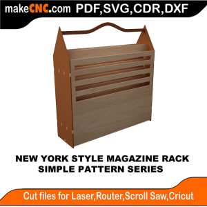 3D puzzle of a New York Style Magazine Rack, precision laser-cut CNC template