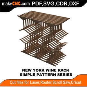 3D puzzle of New York Wine Rack, precision laser-cut CNC template