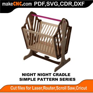 3D puzzle of Night Night Cradle, precision laser-cut CNC template