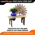 3D puzzle of a Peacock Pot Holder, precision laser-cut CNC template