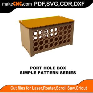 3D puzzle of Port Hole Box, precision laser-cut CNC template