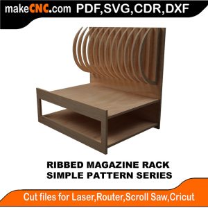 3D puzzle of Ribbed Magazine Rack, precision laser-cut CNC template