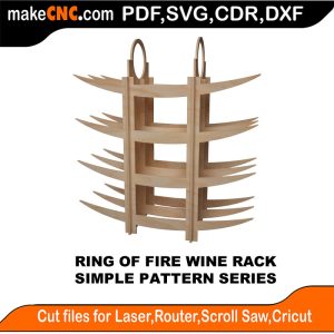 3D puzzle of Ring of Fire Wine Rack, precision laser-cut CNC template