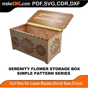 3D puzzle of Serenity Flower Storage Boxes, precision laser-cut CNC template