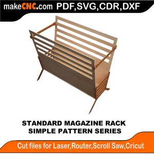 3D puzzle of a Standard Magazine Rack, precision laser-cut CNC template