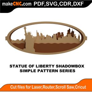 3D puzzle of the Statue of Liberty Shadow Box, precision laser-cut CNC template