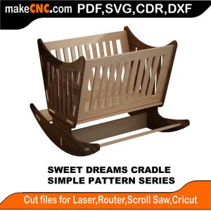 3D puzzle of Sweet Dreams Cradle, precision laser-cut CNC template