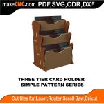 3D puzzle of a Three Tier Card Holder, precision laser-cut CNC template
