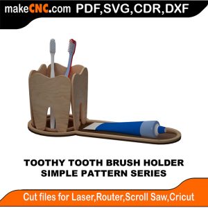 3D puzzle of Toothy Tooth Brush Holder, precision laser-cut CNC template