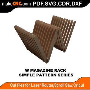 3D puzzle of W Magazine Rack, precision laser-cut CNC template