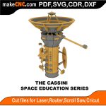 3D puzzle of The Cassini Huygens spacecraft, precision laser-cut CNC template