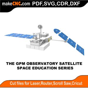 3D puzzle of GPM Observatory Satellite, precision laser-cut CNC template