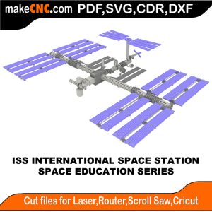 3D puzzle of ISS International Space Station, precision laser-cut CNC template