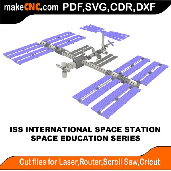 3D puzzle of ISS International Space Station, precision laser-cut CNC template