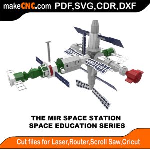 3D puzzle of MIR Space Station, precision laser-cut CNC template