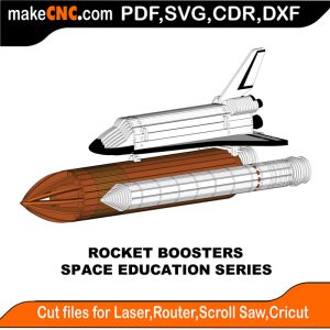 3D puzzle of rocket boosters, precision laser-cut CNC template