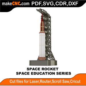 3D puzzle of Space Rocket, precision laser-cut CNC template
