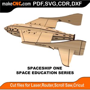 3D puzzle of Spaceship One, precision laser-cut CNC template