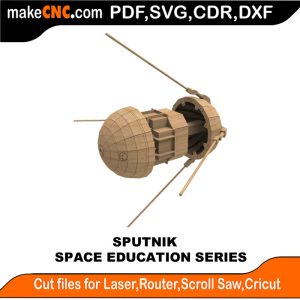 3D puzzle of Sputnik, precision laser-cut CNC template