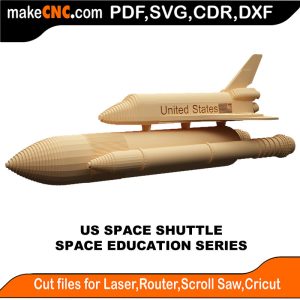 3D puzzle of US Space Shuttle, precision laser-cut CNC template