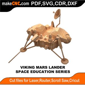 3D puzzle of Viking Mars Lander, precision laser-cut CNC template