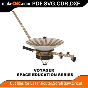 3D puzzle of Voyager spacecraft, precision laser-cut CNC template