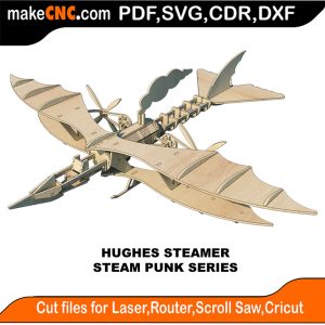 3D puzzle of a Hughes Steamer, precision laser-cut CNC template