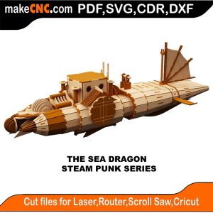 3D puzzle of the Sea Dragon ship, precision laser-cut CNC template