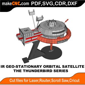 3D puzzle of Thunderbird 5 - IR Geo Stationary Orbital Satellite, precision laser-cut CNC template