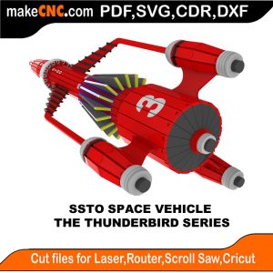 3D puzzle of TB3 - SSTO Space Vehicle, precision laser-cut CNC template