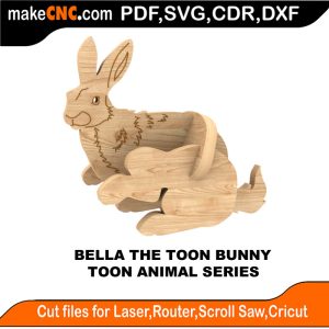 3D puzzle of Bella the Bunny, precision laser-cut CNC template