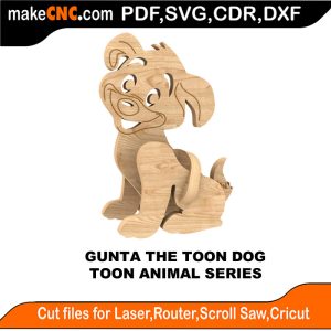 3D puzzle of Gunta the Dog, precision laser-cut CNC template