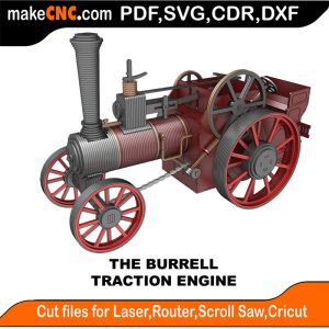 3D puzzle of The Burrell Traction Engine, precision laser-cut CNC template