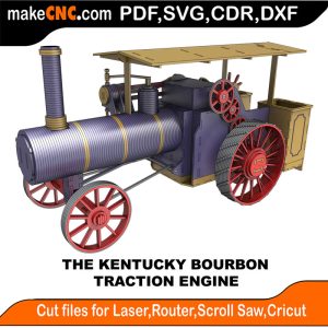 3D puzzle of The Kentucky Bourbon Traction Engine, precision laser-cut CNC template