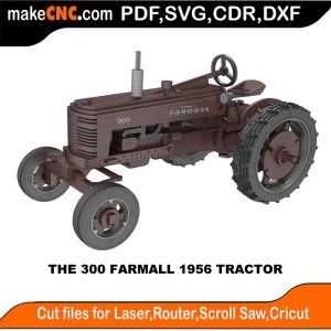 Farmall Tractor 1956 - 300 3D Puzzle Pattern Plans 3D Puzzle Pattern for CNC Laser Router Silhouette Die Cutter Scroll Saw Model DXF SVG Plans Toy Laser Cricut Silhouette