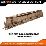 3D puzzle of the EMD DDA Locomotive, precision laser-cut CNC template