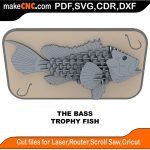 3D puzzle of The Trophy Faux Bass, precision laser-cut CNC template